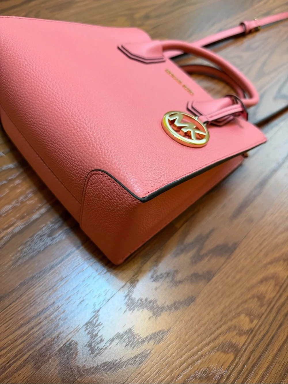 Michael Kors Mercer Medium Pink Pebbled Leather Crossbody Satchel 35S1GM9M2L